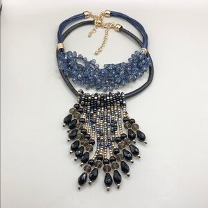 Glass crystal beads sparkling necklace bundle lot 2 formal statement dressy.